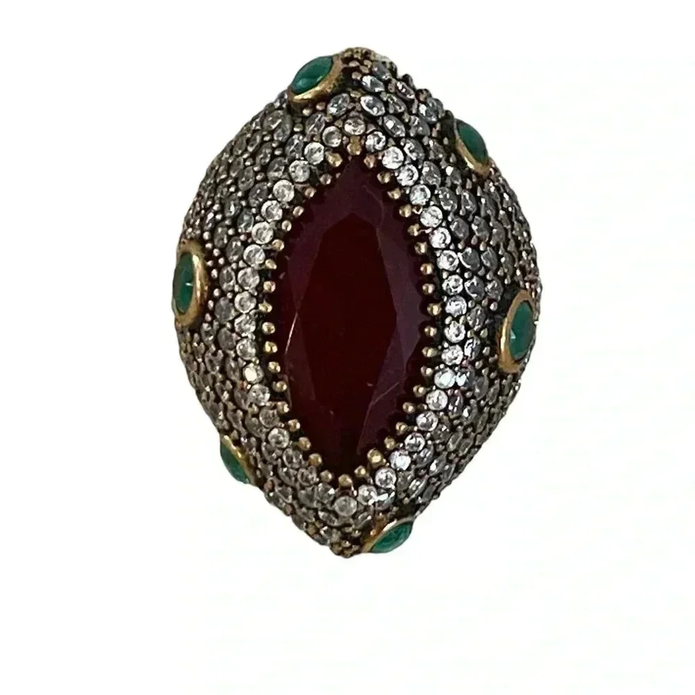 High End Unique Turkish Rhinestone Statement Ring - Picture 3 of 7